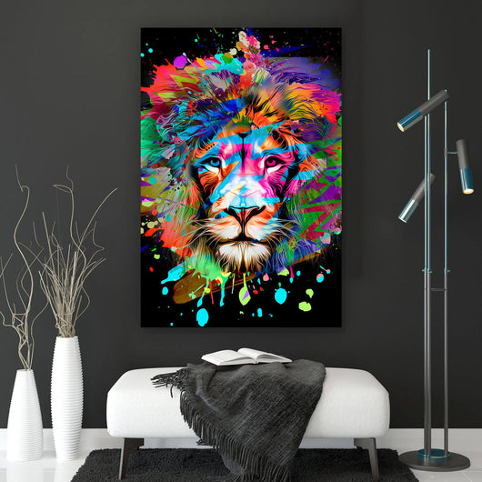 Spannrahmenbild Abstrakter Löwenkopf Hochformat