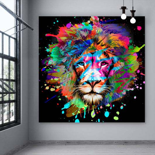 Spannrahmenbild Abstrakter Löwenkopf Quadrat