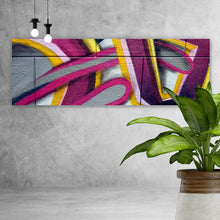 Lade das Bild in den Galerie-Viewer, Leinwandbild Abstraktes Graffiti auf einer Mauer Panorama
