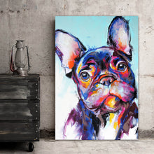 Lade das Bild in den Galerie-Viewer, Aluminiumbild Abstraktes Portrait einer Bulldogge Hochformat
