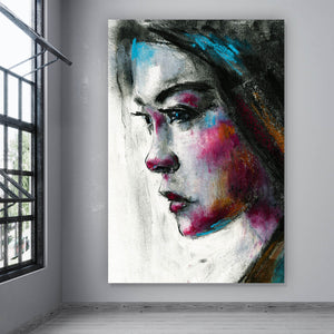 Spannrahmenbild Abstraktes Portrait einer jungen Frau Hochformat