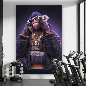 Poster Affe mit Geld Digital Art Hochformat
