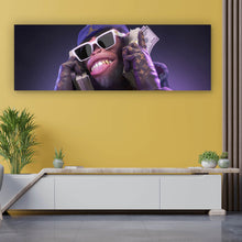 Lade das Bild in den Galerie-Viewer, Aluminiumbild Affe mit Geld Digital Art Panorama
