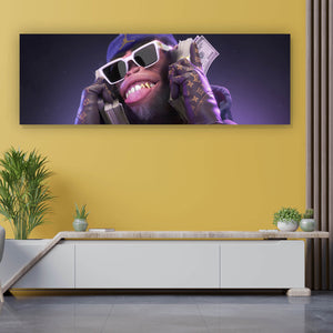 Spannrahmenbild Affe mit Geld Digital Art Panorama