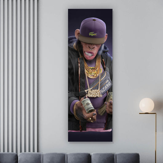 Acrylglasbild Affe mit Geld No.1 Digital Art Panorama Hoch