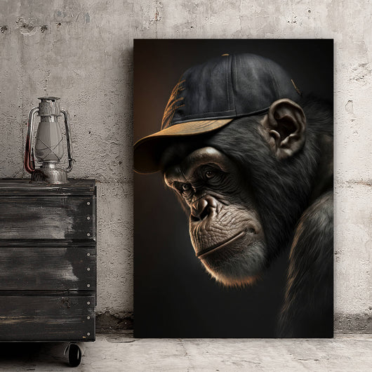 Acrylglasbild Affe mit Kappe Digital Art Hochformat