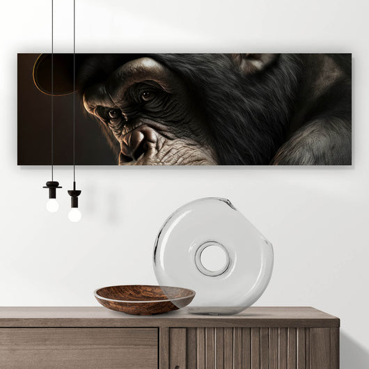 Spannrahmenbild Affe mit Kappe Digital Art Panorama