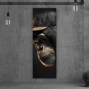 Leinwandbild Affe mit Kappe Digital Art Panorama Hoch