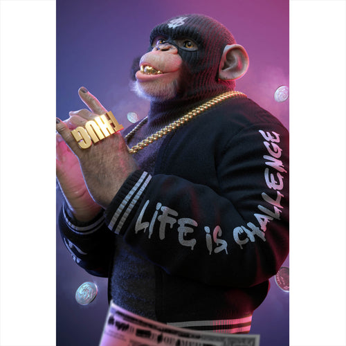 Poster Affe mit Maske Thug Hochformat