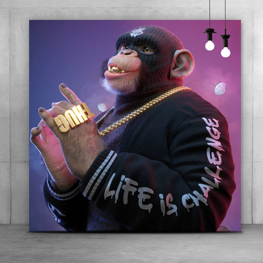 Poster Affe mit Maske Thug Quadrat