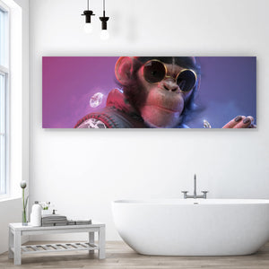 Aluminiumbild gebürstet Affe mit Mütze Swag Panorama
