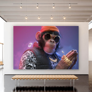 Acrylglasbild Affe mit Mütze Swag Querformat
