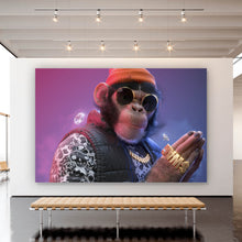 Lade das Bild in den Galerie-Viewer, Leinwandbild Affe mit Mütze Swag Querformat
