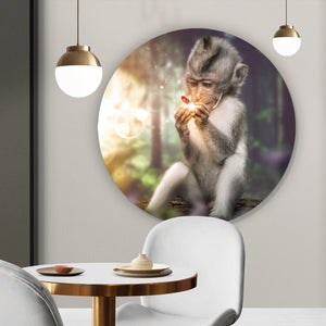 Aluminiumbild Affe mit Schmetterling Kreis