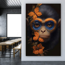 Lade das Bild in den Galerie-Viewer, Aluminiumbild Affenkind mit Schmetterlingen Digital Art Hochformat

