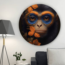 Lade das Bild in den Galerie-Viewer, Aluminiumbild Affenkind mit Schmetterlingen Digital Art Kreis
