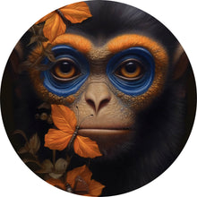 Lade das Bild in den Galerie-Viewer, Aluminiumbild gebürstet Affenkind mit Schmetterlingen Digital Art Kreis

