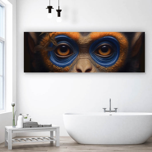Aluminiumbild gebürstet Affenkind mit Schmetterlingen Digital Art Panorama