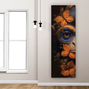 Acrylglasbild Affenkind mit Schmetterlingen Digital Art Panorama Hoch