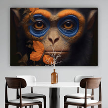 Lade das Bild in den Galerie-Viewer, Aluminiumbild gebürstet Affenkind mit Schmetterlingen Digital Art Querformat
