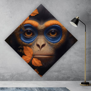 Aluminiumbild gebürstet Affenkind mit Schmetterlingen Digital Art Raute