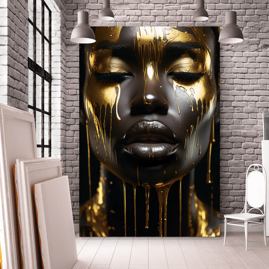 Aluminiumbild gebürstet African Gold Woman Hochformat
