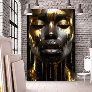 Acrylglasbild African Gold Woman Hochformat