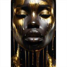 Lade das Bild in den Galerie-Viewer, Aluminiumbild gebürstet African Gold Woman Hochformat
