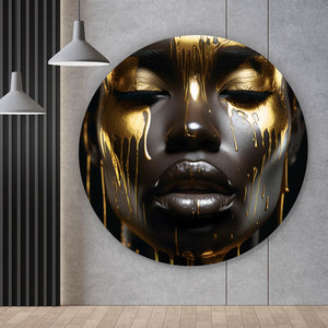 Aluminiumbild gebürstet African Gold Woman Kreis