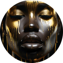 Lade das Bild in den Galerie-Viewer, Aluminiumbild gebürstet African Gold Woman Kreis
