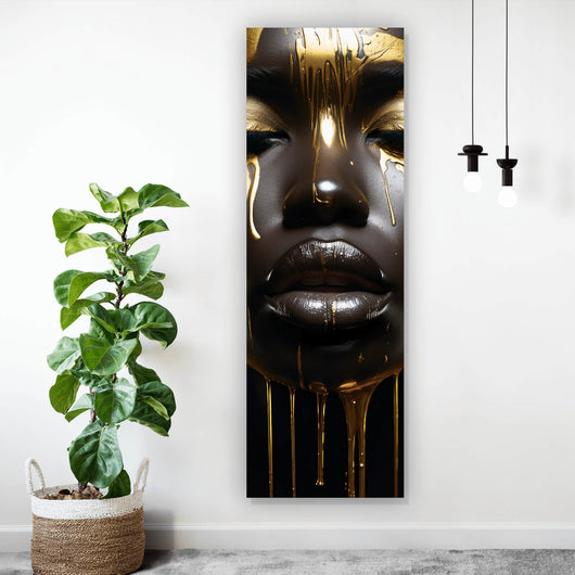 Aluminiumbild African Gold Woman Panorama Hoch