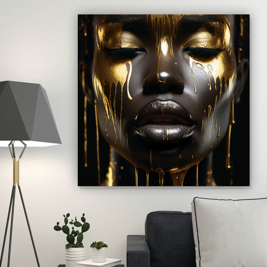 Spannrahmenbild African Gold Woman Quadrat