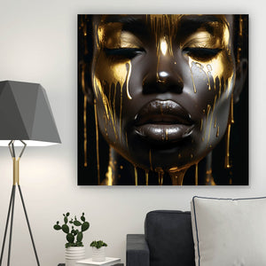 Acrylglasbild African Gold Woman Quadrat