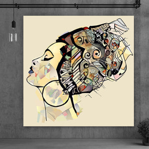 Spannrahmenbild Afrikanische Frau Abstrakt Quadrat