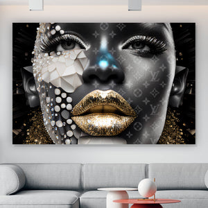 Aluminiumbild Afrikanische Frau mit Gold Querformat