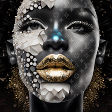 Lade das Bild in den Galerie-Viewer, Aluminiumbild Afrikanische Frau mit Gold Quadrat
