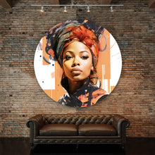 Lade das Bild in den Galerie-Viewer, Aluminiumbild gebürstet Afrikanische Frau  Modern Art Kreis
