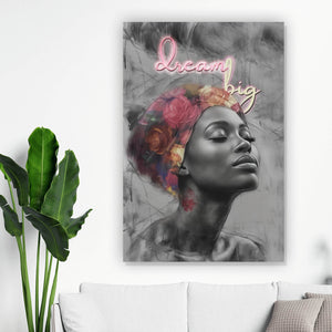 Aluminiumbild gebürstet Afrikanisches Frauengesicht Digital Art Hochformat