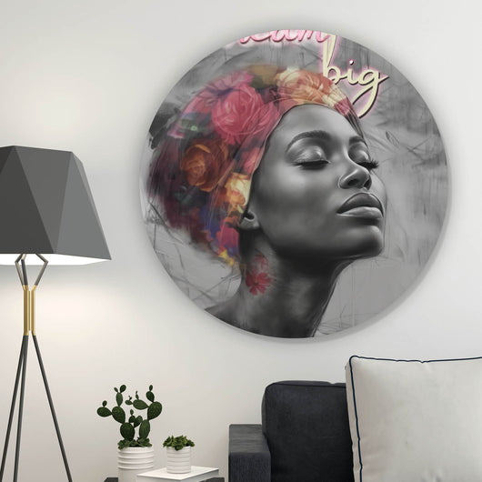 Aluminiumbild Afrikanisches Frauengesicht Digital Art Kreis