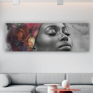Aluminiumbild Afrikanisches Frauengesicht Digital Art Panorama