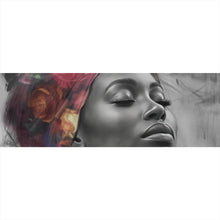 Lade das Bild in den Galerie-Viewer, Aluminiumbild Afrikanisches Frauengesicht Digital Art Panorama
