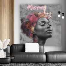Lade das Bild in den Galerie-Viewer, Aluminiumbild Afrikanisches Frauengesicht Digital Art Quadrat
