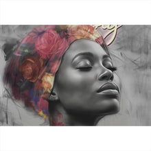 Lade das Bild in den Galerie-Viewer, Aluminiumbild gebürstet Afrikanisches Frauengesicht Digital Art Querformat
