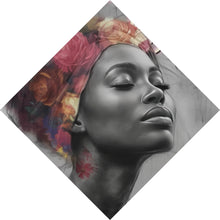 Lade das Bild in den Galerie-Viewer, Aluminiumbild gebürstet Afrikanisches Frauengesicht Digital Art Raute
