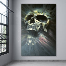 Lade das Bild in den Galerie-Viewer, Aluminiumbild gebürstet Airbrush Totenschädel Hochformat
