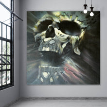 Lade das Bild in den Galerie-Viewer, Aluminiumbild gebürstet Airbrush Totenschädel Quadrat
