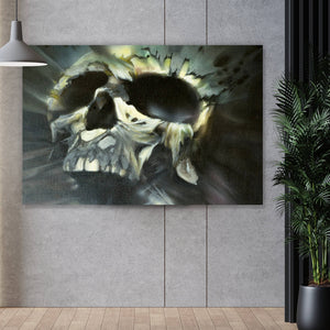 Spannrahmenbild Airbrush Totenschädel Querformat