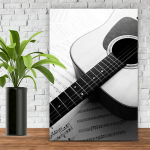 Poster Akustik Gitarre auf Noten Hochformat
