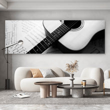 Lade das Bild in den Galerie-Viewer, Aluminiumbild Akustik Gitarre auf Noten Panorama
