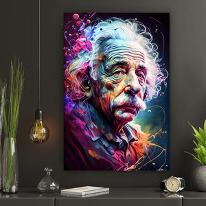 Aluminiumbild gebürstet Albert Einstein Abstrakt Hochformat
